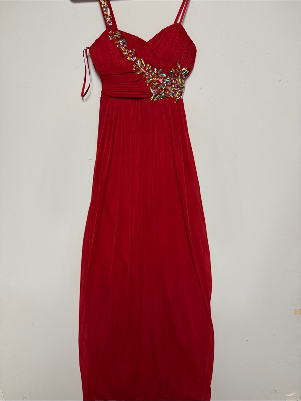 City Triangles Red Embellished Maxi Dress